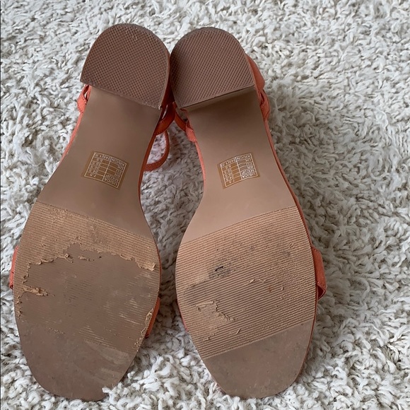 Coral suede strappy block heel sandals - Picture 4 of 6